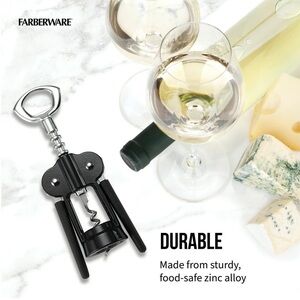 Farberware Soft Grips Black Zinc Alloy Wing Corkscrew- New